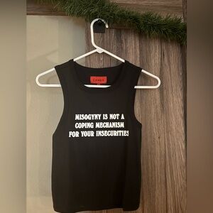 CHNGE Black Tank Top with White Text
